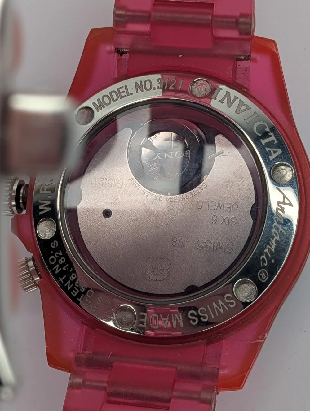 Invicta Chronograph Watch Swiss Movement Silicone Strap Diamond Bezel Pink 3121